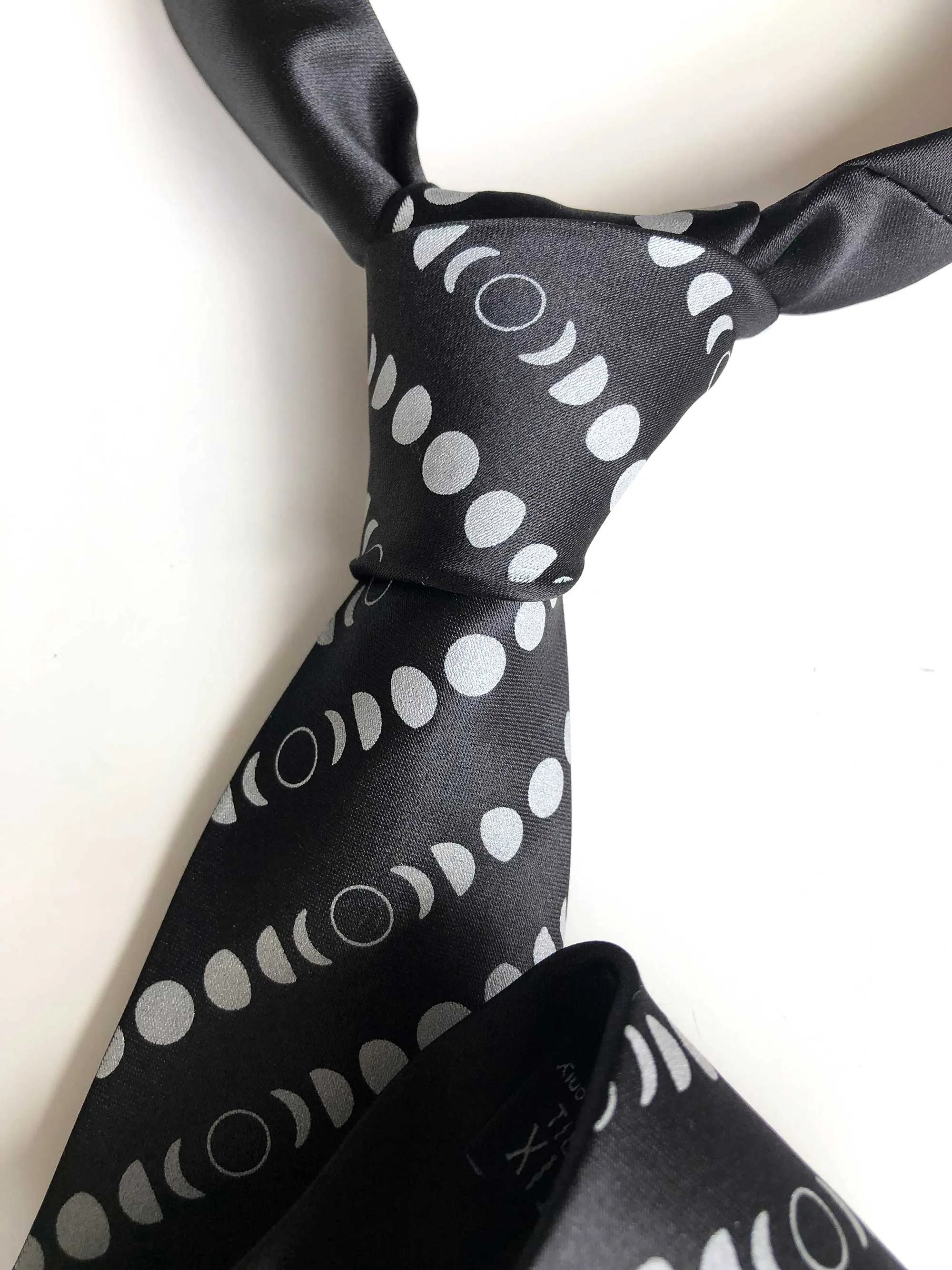 Moon Phases Necktie, Lunar Calendar Print Tie