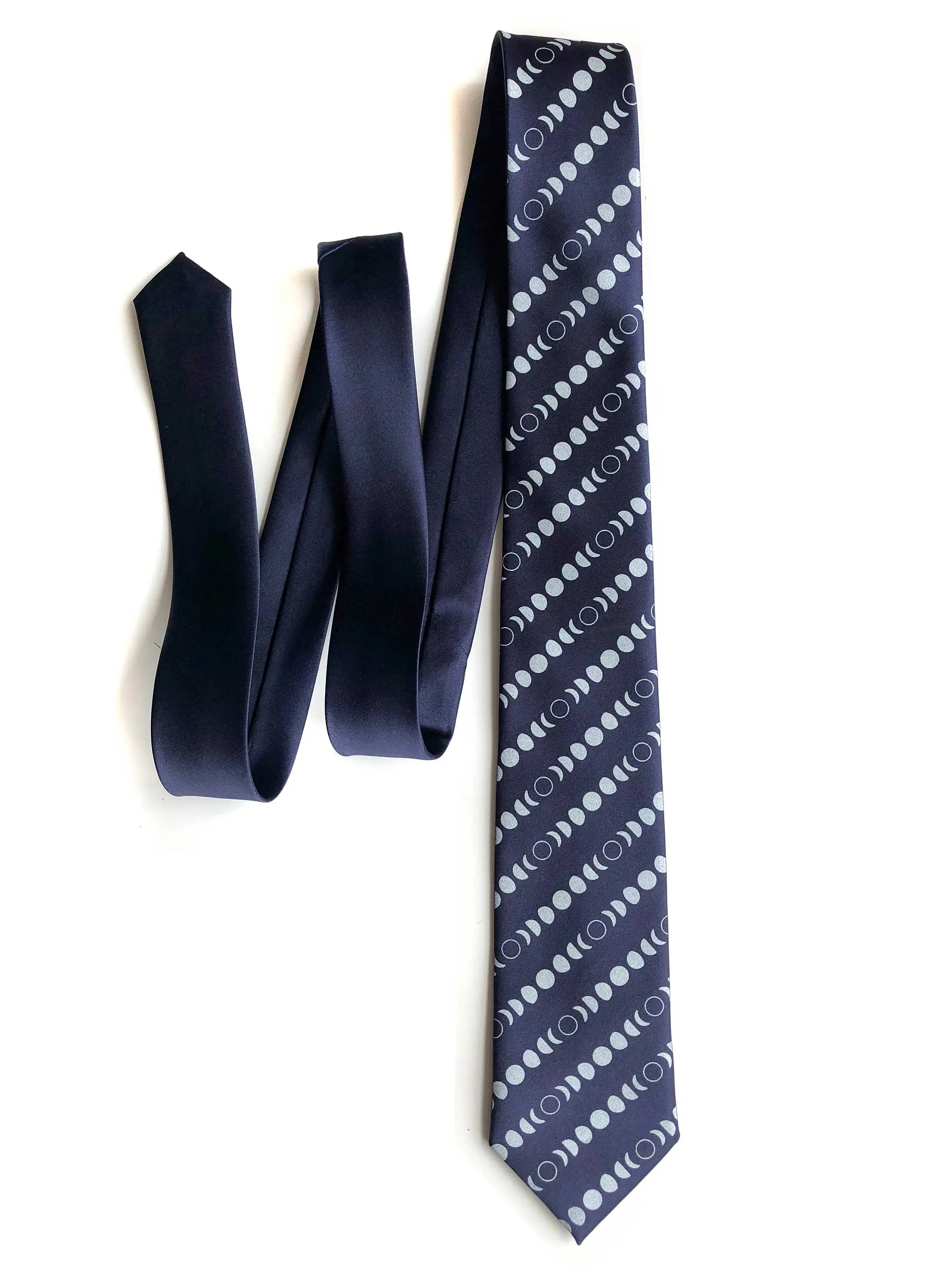 Moon Phases Necktie, Lunar Calendar Print Tie