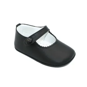 Olivia- Black Leather Baby Mary Jane Shoes