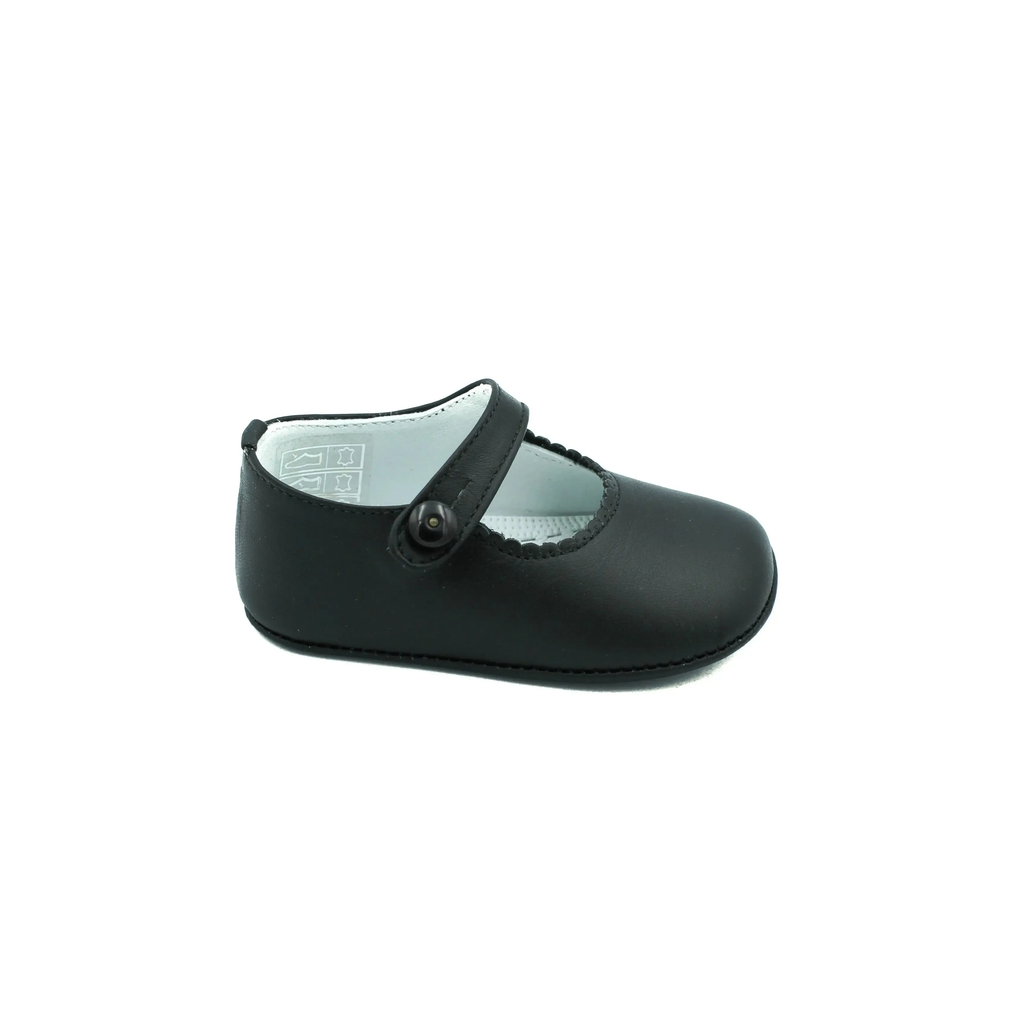 Olivia- Black Leather Baby Mary Jane Shoes