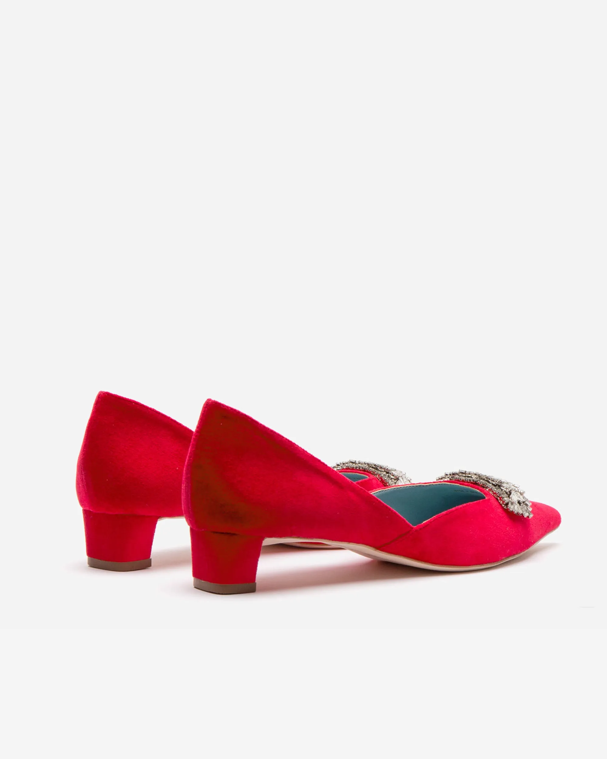 Paula Mini Block Heel Velvet Red