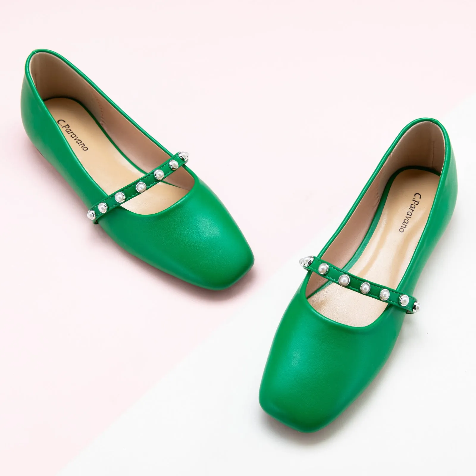 Pearl-Strap Mary Jane (Clara) Green