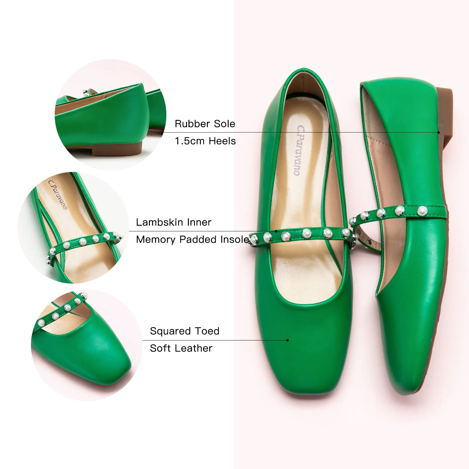 Pearl-Strap Mary Jane (Clara) Green