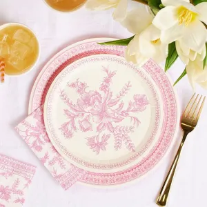 Pink Toile Small Party Plates x 10