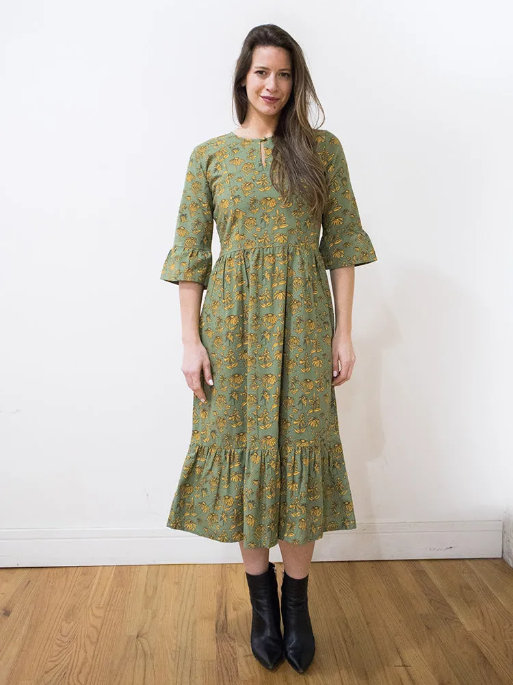 Rachelle Midi Dress - Green Floral