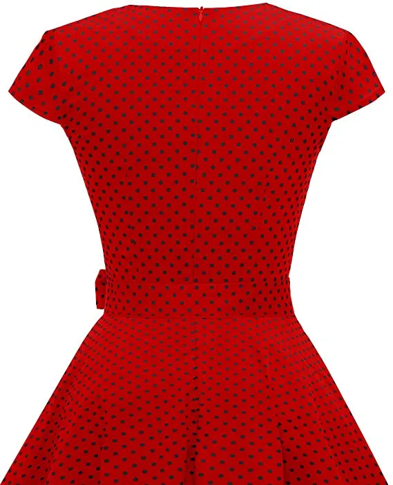 Red 1940s Floral Belted Dress