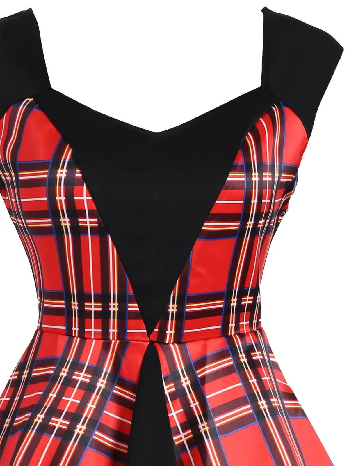 Red 1950s Plaid Patchwork Dress