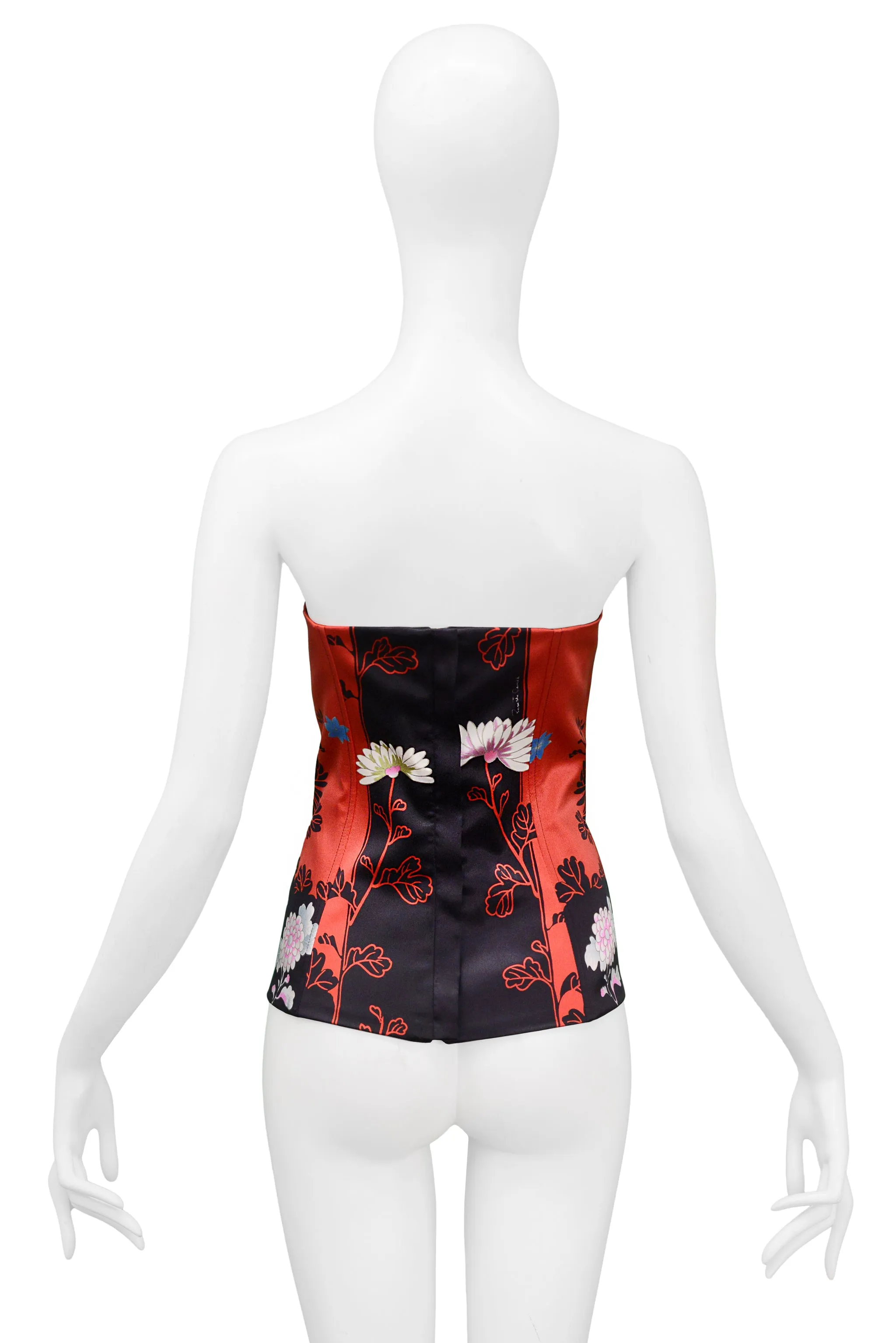 ROBERTO CAVALLI RED FLORAL OBI CORSET TOP 2008