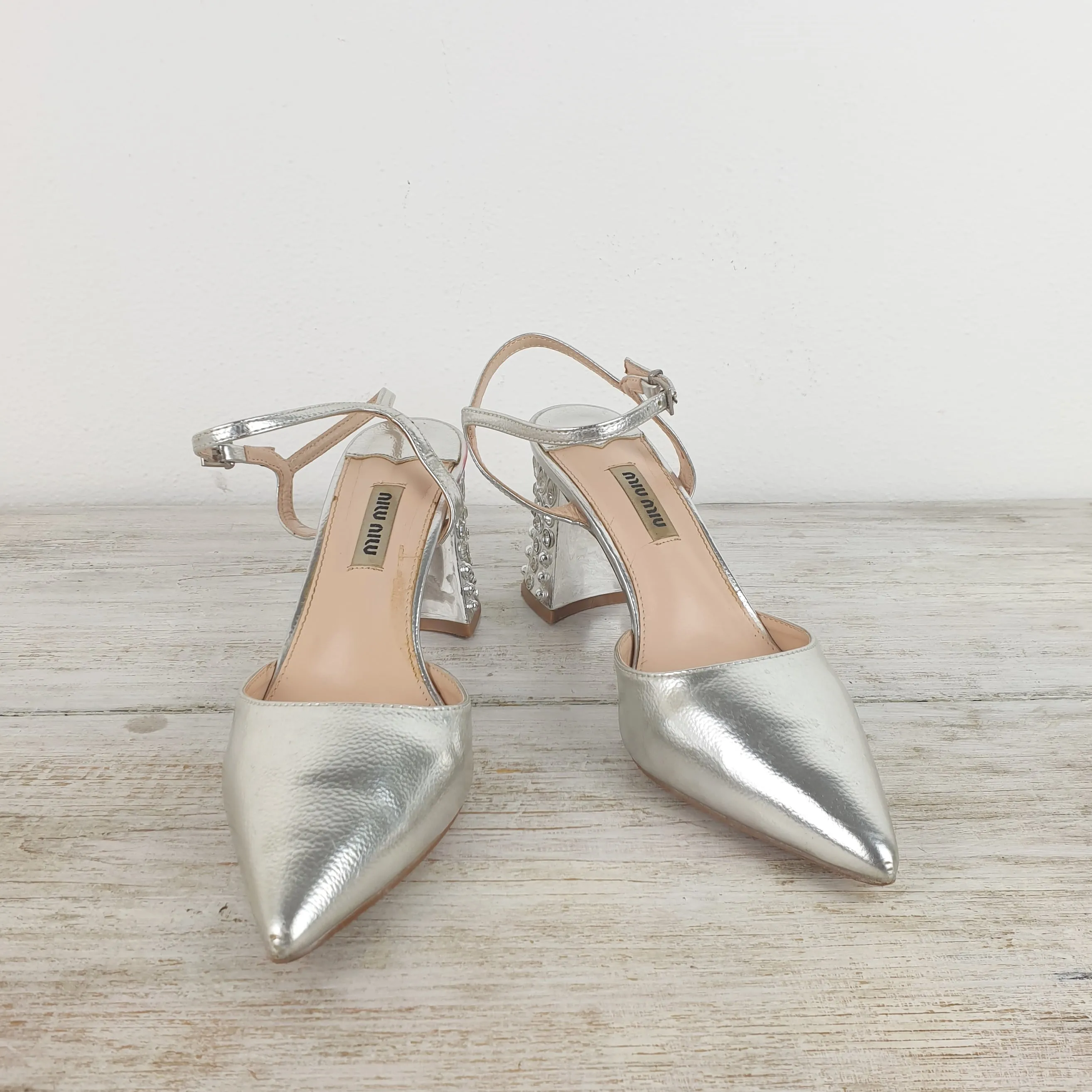 scarpe slingback Miu Miu argento