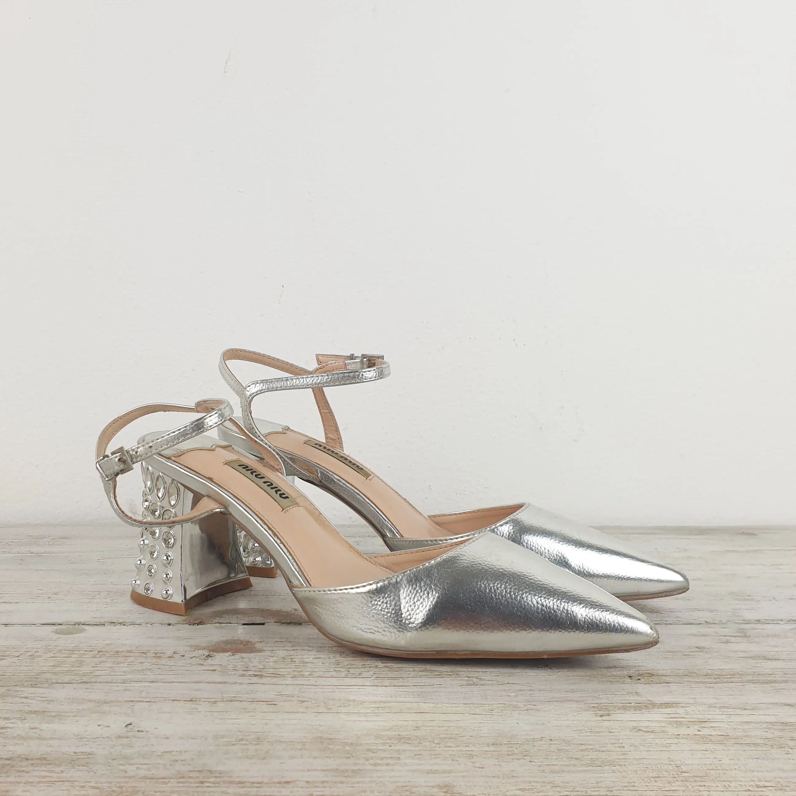 scarpe slingback Miu Miu argento