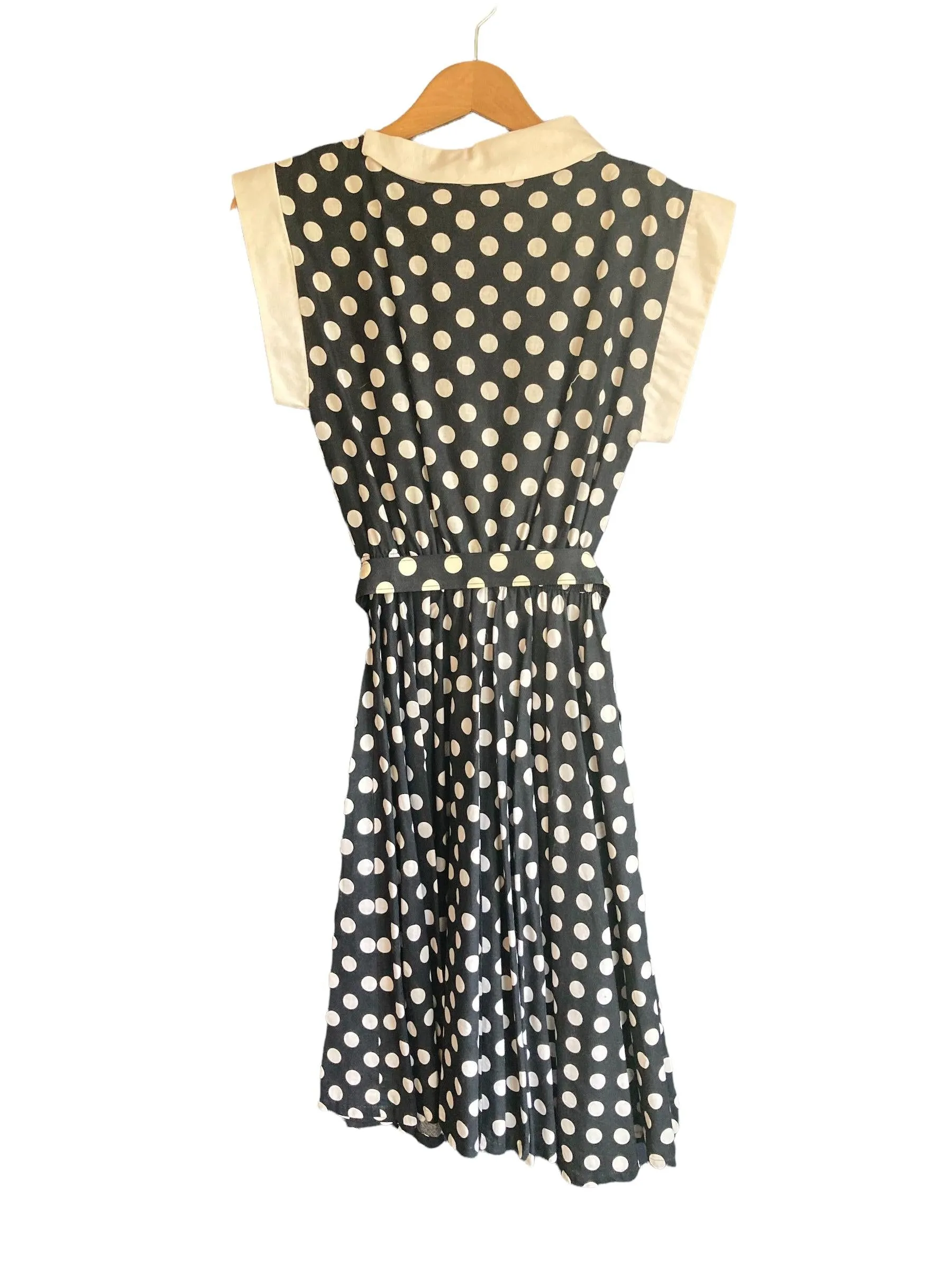 Shelana Cotton Black/White Polka Dot Short Sleeved Dress UK Size 10