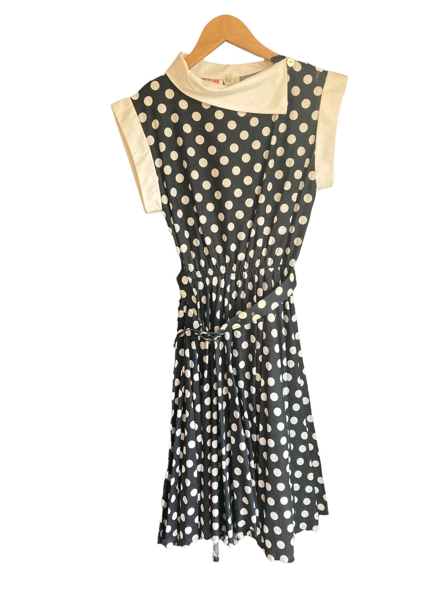 Shelana Cotton Black/White Polka Dot Short Sleeved Dress UK Size 10