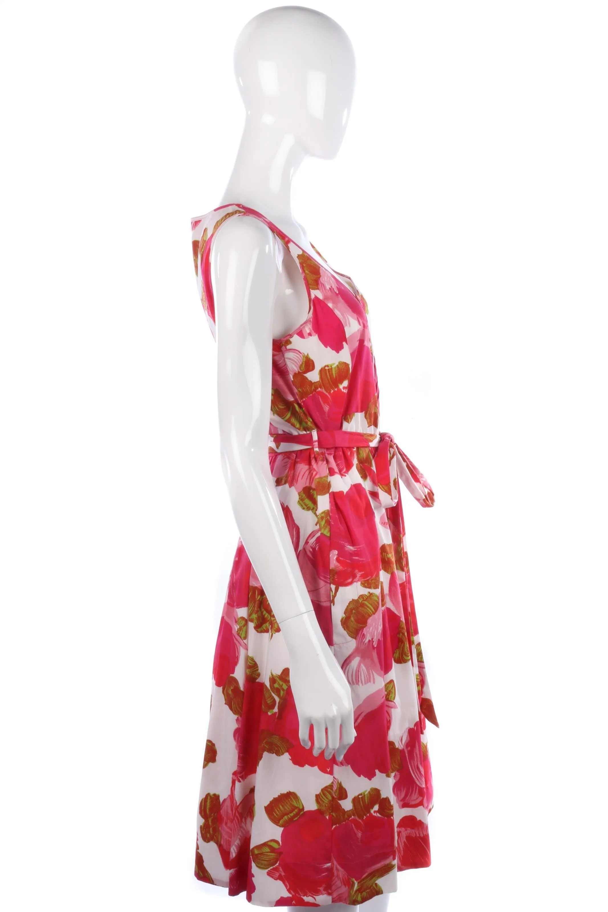 The Barn Cotton Sleevelss Summer Dress. Floral Print Pink Eur38