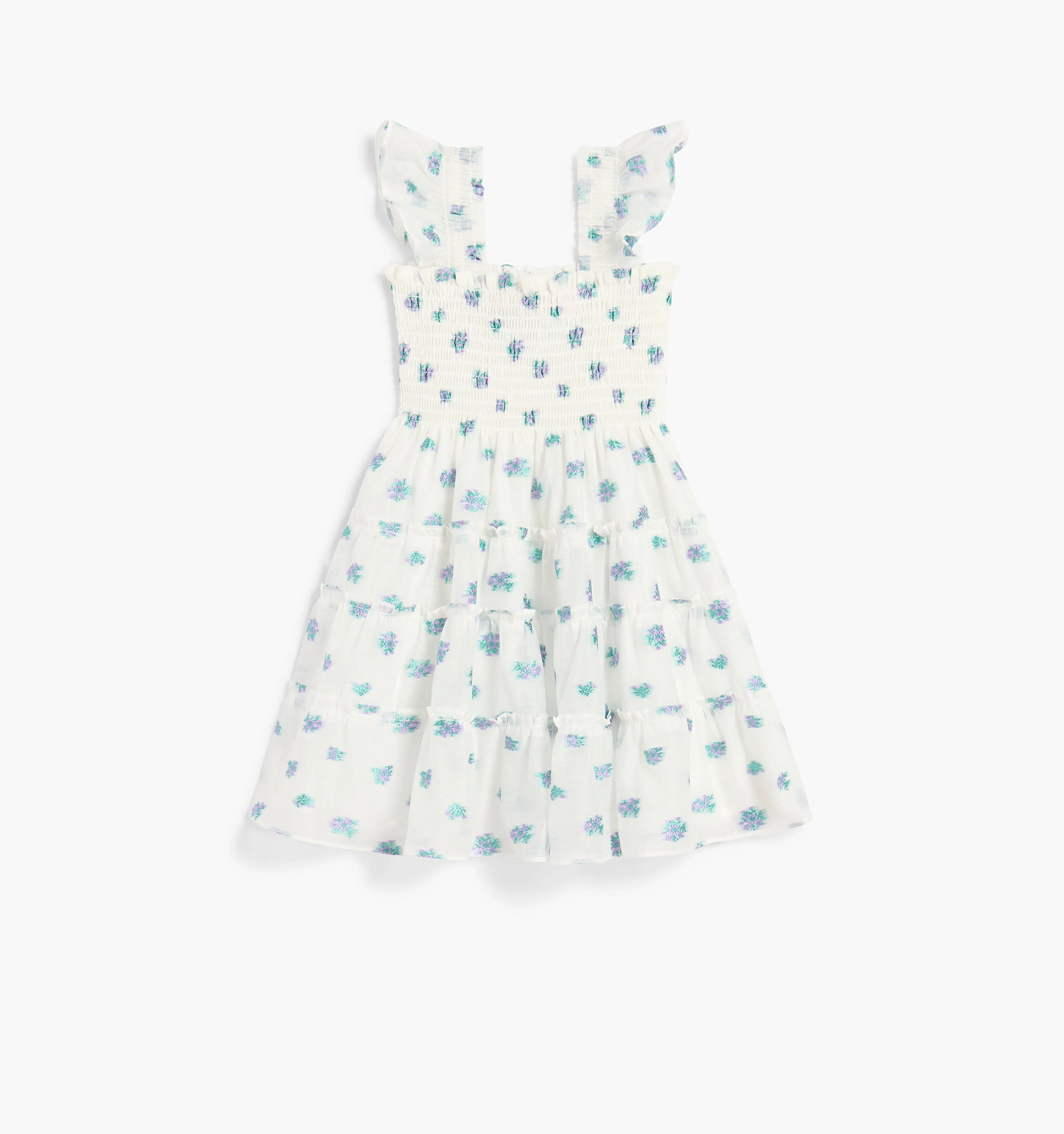 The Organza Tiny Ellie Nap Dress - Spearmint/Lilac Floral Jacquard