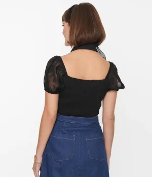 Unique Vintage Smak Parlour Black Polka Dot Crop Top