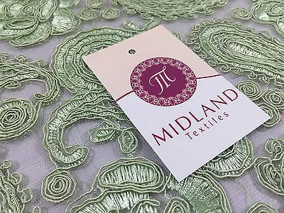 Vibrant Light Green Floral Paisley Double Scalloped Trim 50" Wide M236 Mtex