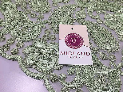 Vibrant Light Green Floral Paisley Double Scalloped Trim 50" Wide M236 Mtex