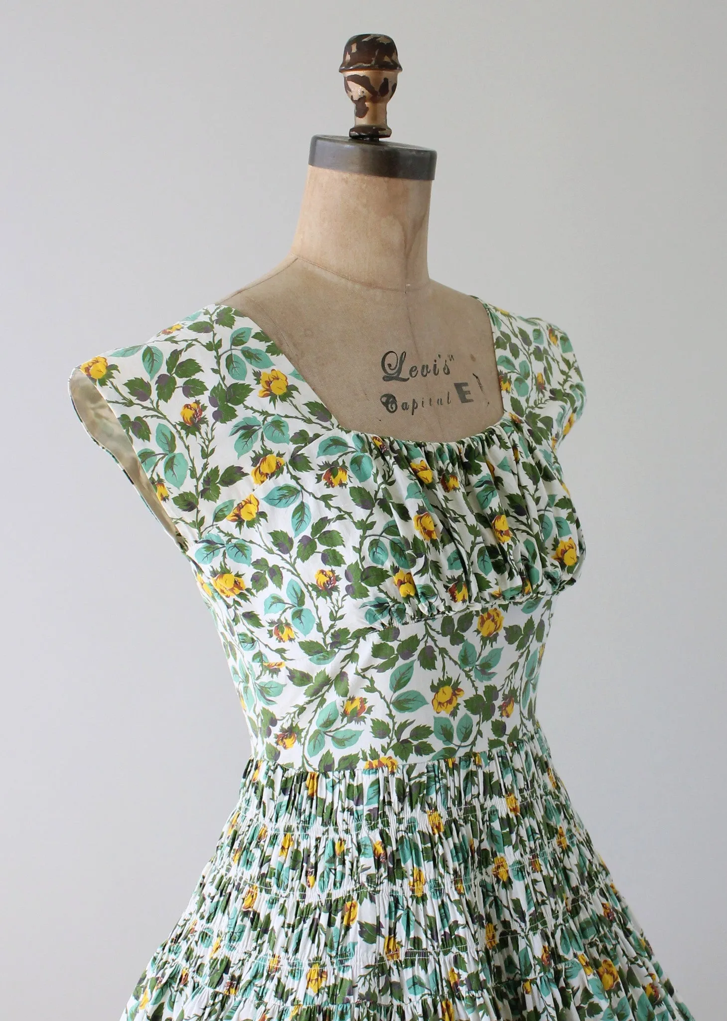 Vintage 1950s Vicky Vaughn Floral Cotton Summer Dress