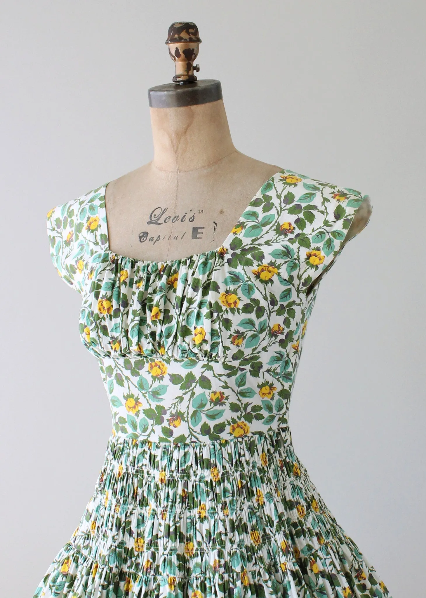 Vintage 1950s Vicky Vaughn Floral Cotton Summer Dress