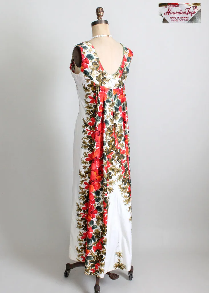 Vintage 1960s Hawaiian Floral Maxi Dress