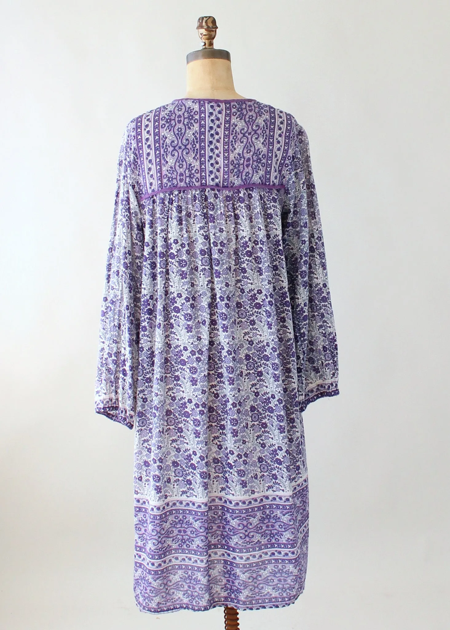 Vintage 1980s Purple Indian Cotton Summer Dress