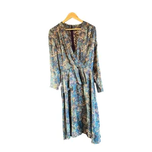 Vintage Blue Floral Long Sleeved dress UK Size 16