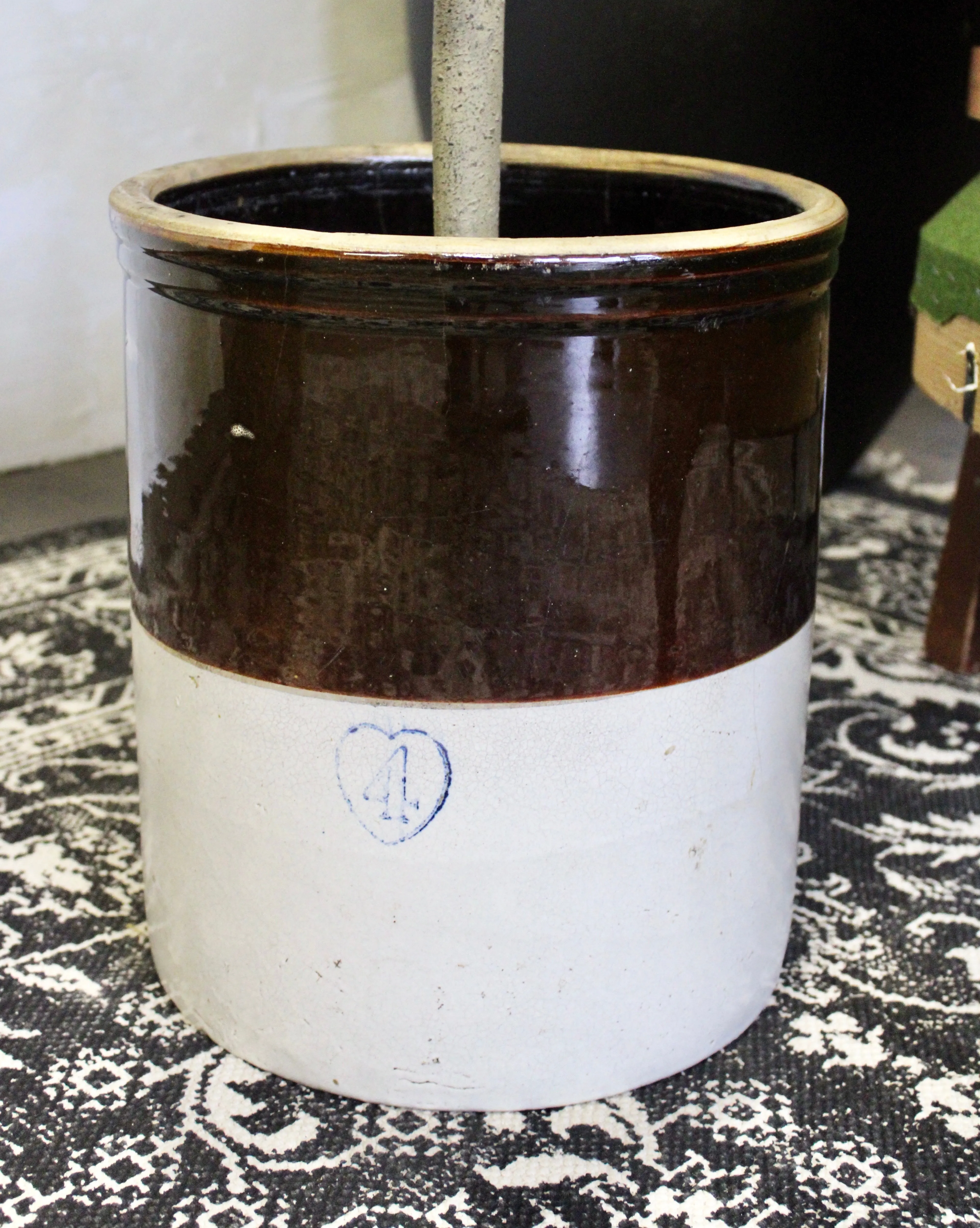 Vintage Brown & White Crock