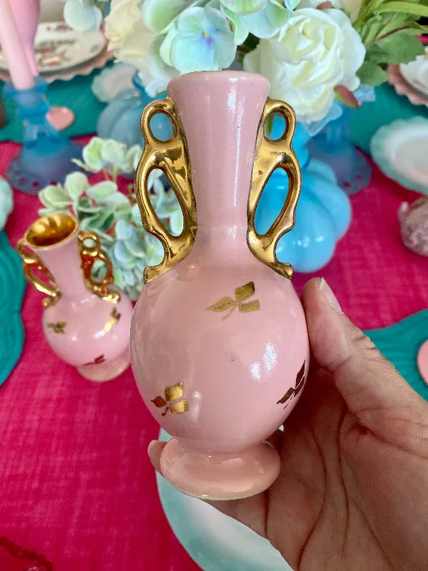 Vintage Bud Vases - Pink and Gold