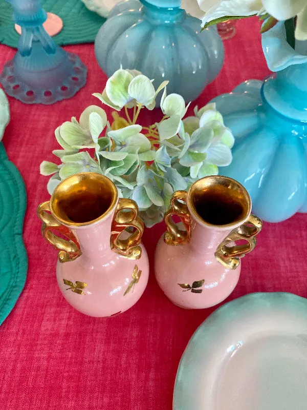 Vintage Bud Vases - Pink and Gold