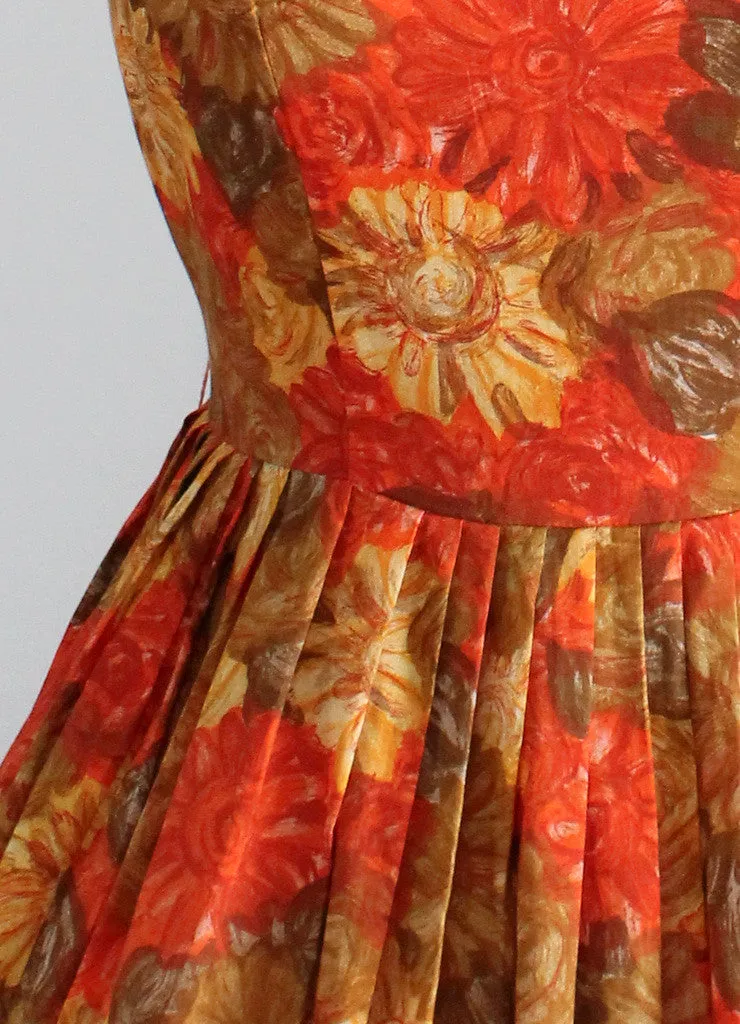 Vintage Early 1960s Autumn Flowers Sundress