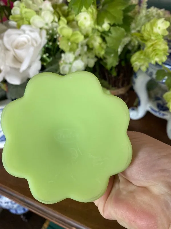 Vintage Fenton Glass Candy Dish,  Pedestal , Green