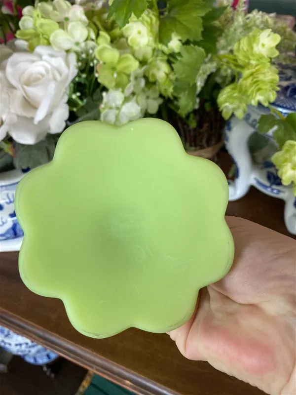 Vintage Fenton Glass Candy Dish,  Pedestal , Green