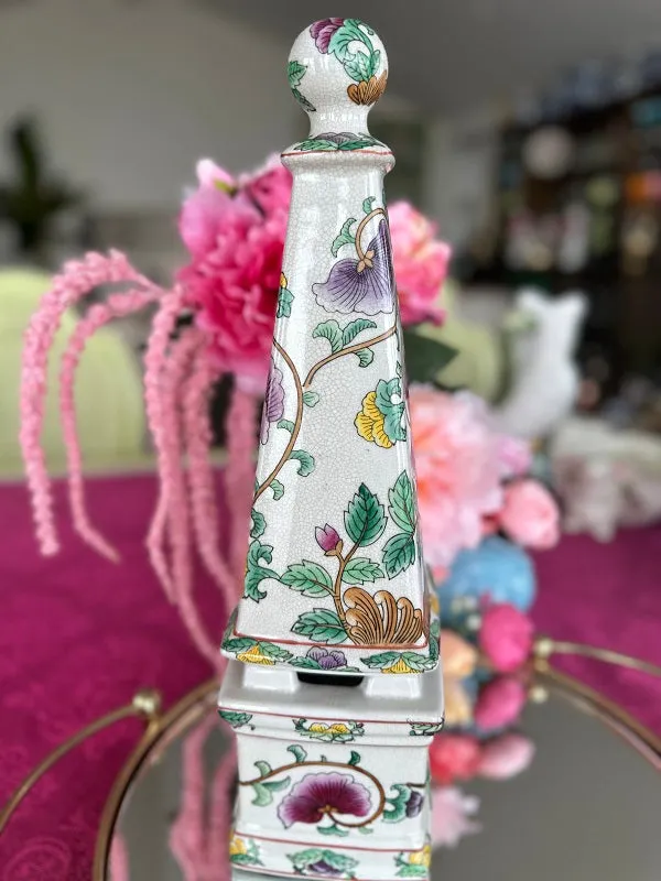 Vintage Obelisk Floral Statue