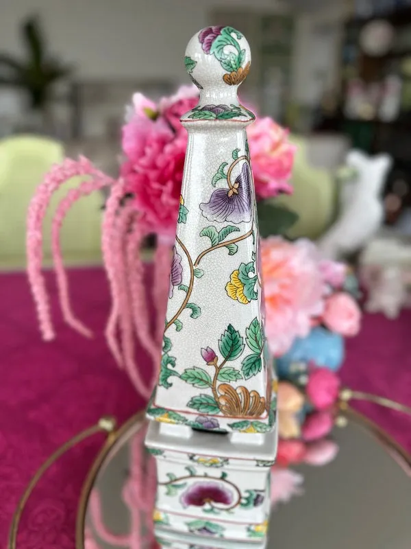 Vintage Obelisk Floral Statue