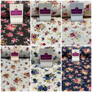 Vintage Rose Floral 100% cotton printed dress craft fabric 150cm wide M1735