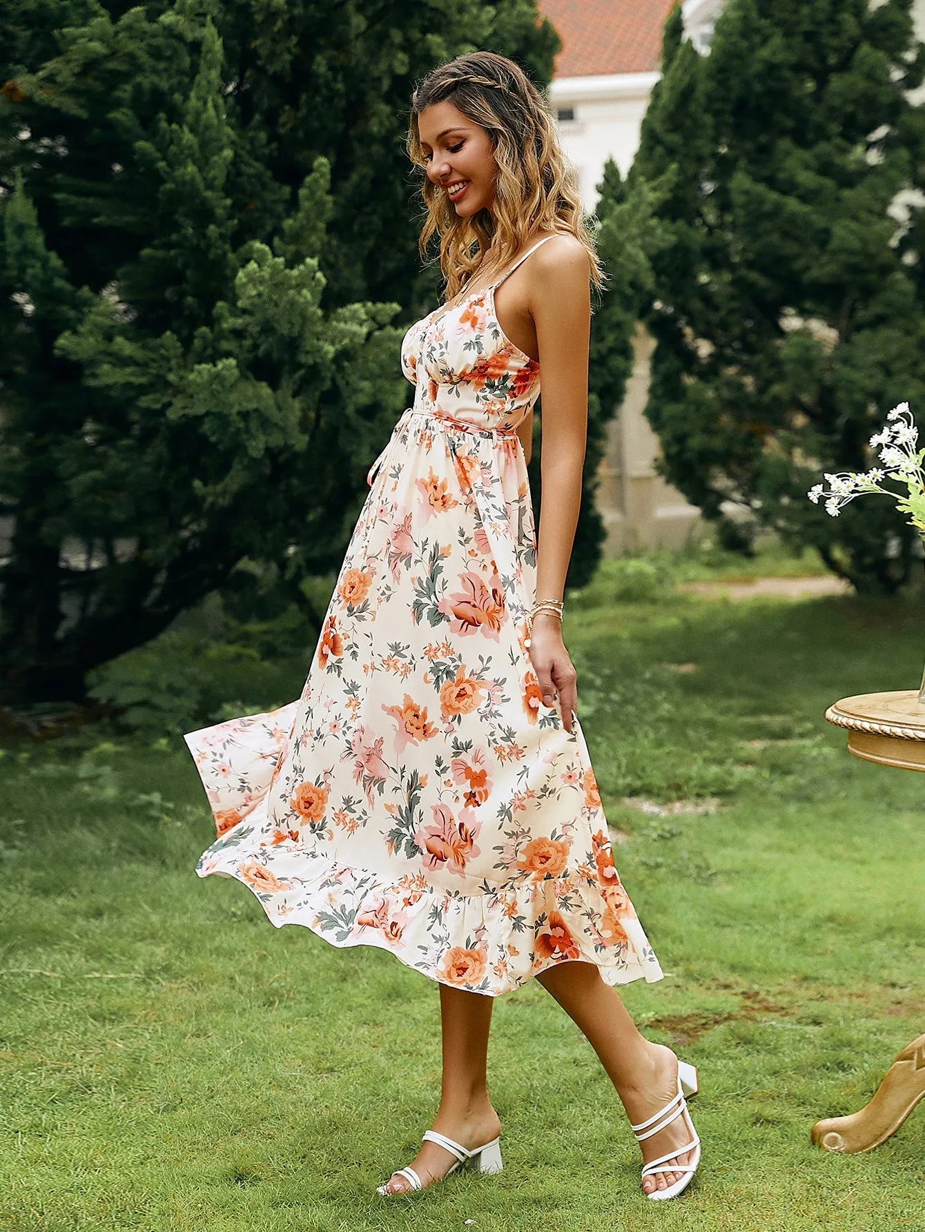 Vintage Soul Floral Tiered Midi Dress