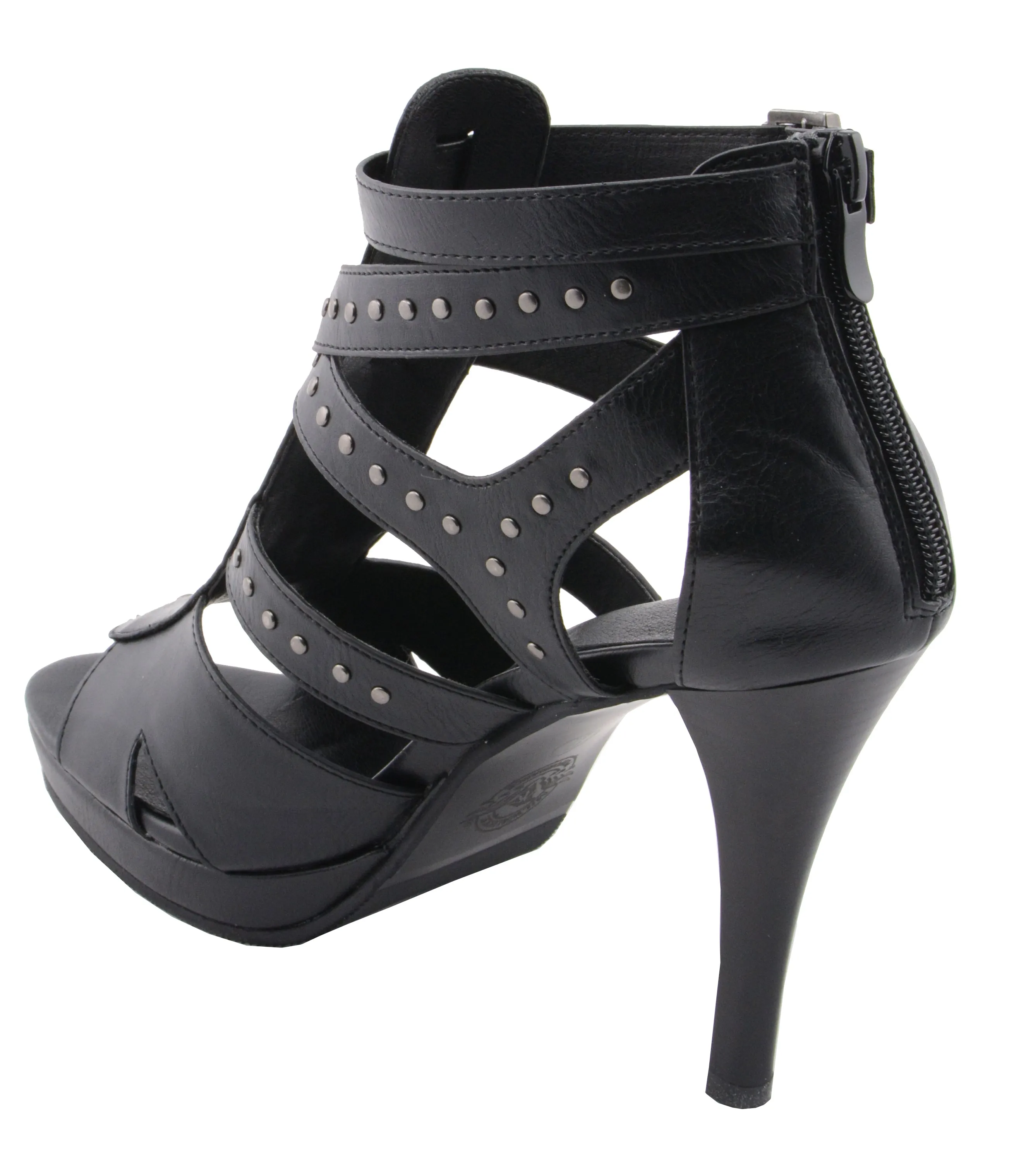 Women Studded Ankle Strap Sandal w/ Stiletto Heel