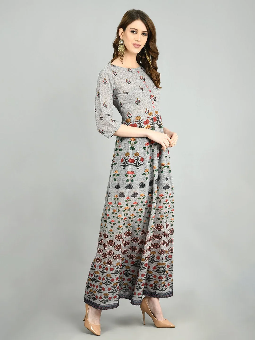 Women's Elegant Cotton Grey Western Dress