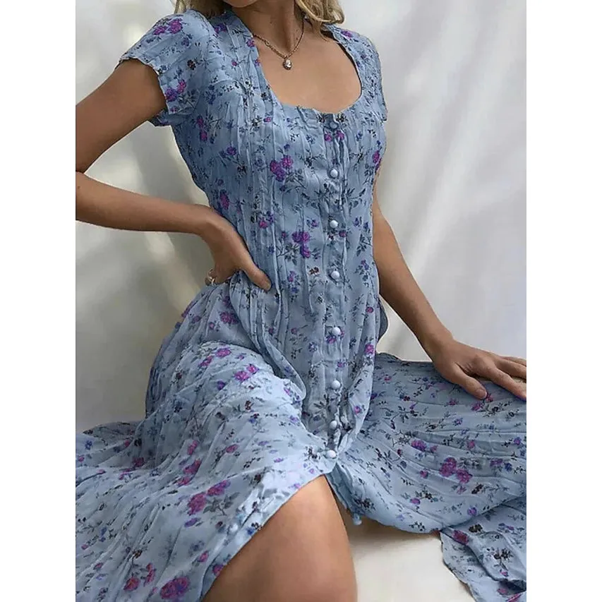 Women's Shift Short Sleeve Floral Print Dress