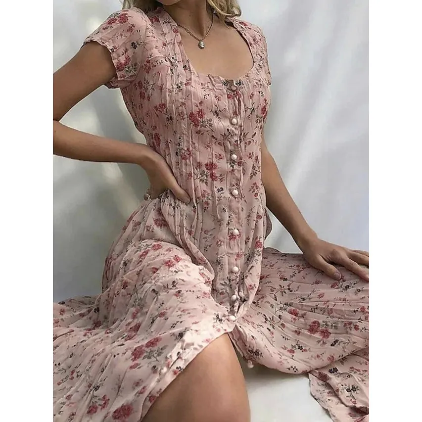 Women's Shift Short Sleeve Floral Print Dress